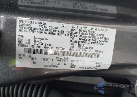 2014 Ford Focus Se from USA, damaged, VIN 1FADP3F20EL142416